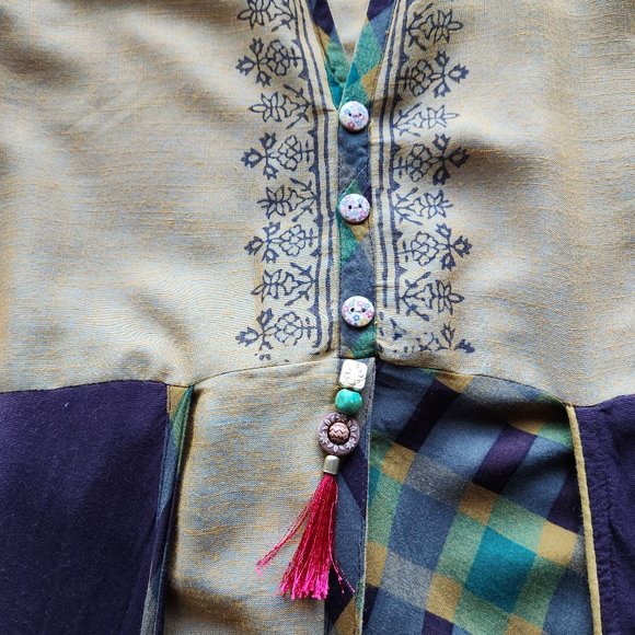 Dry Clean Only Lagenlook Mandarin Layered Maxi Dress Sleeveless Multicolor - Picture 8 of 9